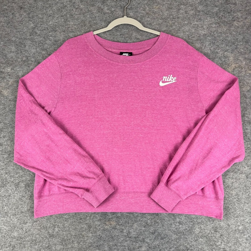 Nike Sportswear Gym Vintage Easy Crewneck Sweatshirt Crop Pink Plus Womens 1X